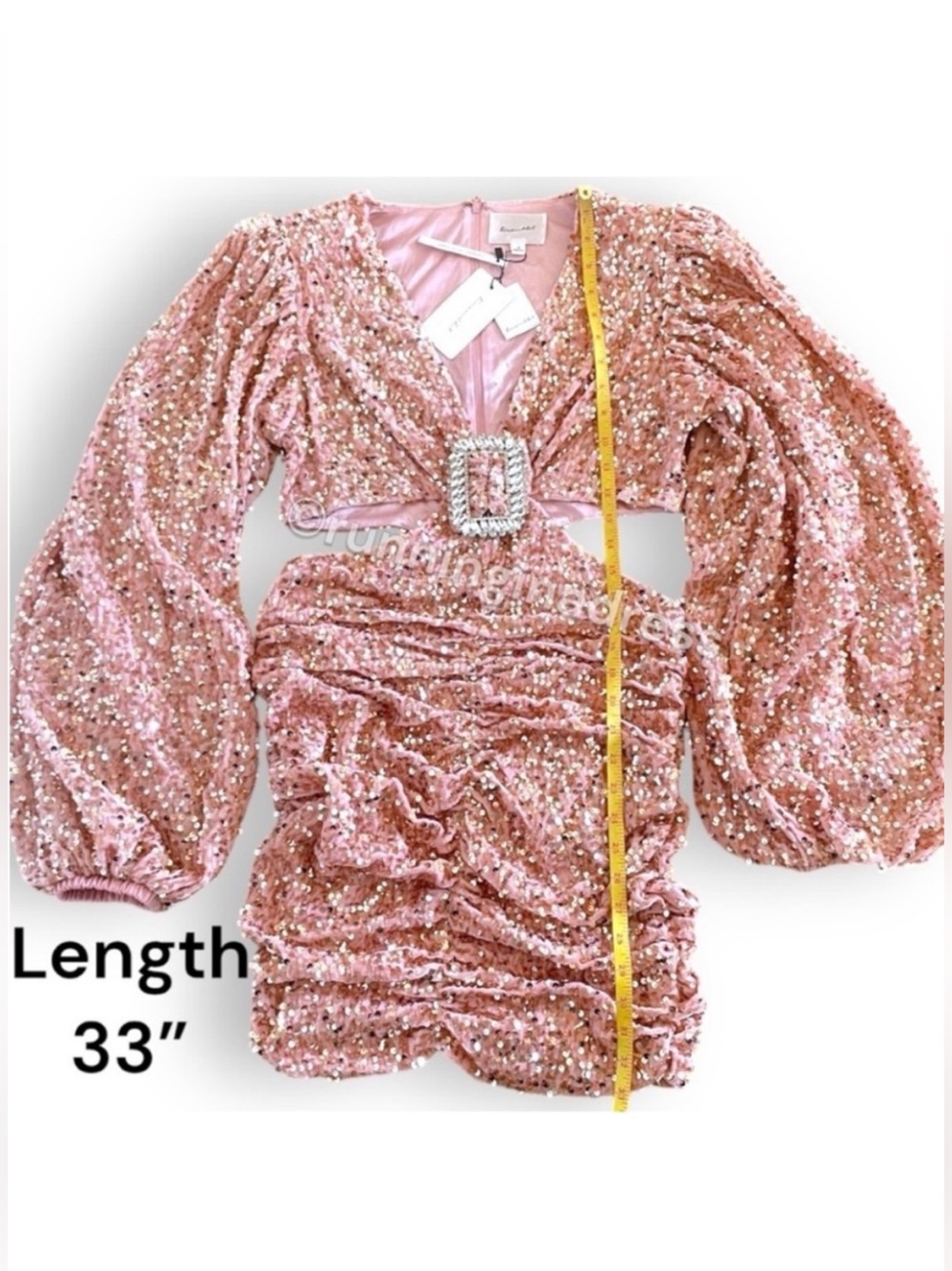 NWT Line & Dot Valeria Pink Sequin Cutout Mini Dress Medium Revolve - Picture 14 of 16